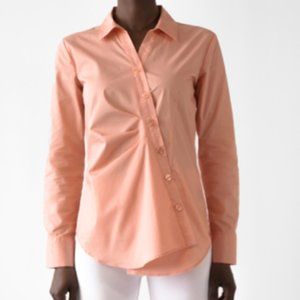 New! Evryday Jane Peach Button Front Long Sleeve Tailored Asymmetric Top 2X NWOT